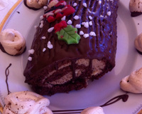 Bûche au chocolat et crème de marrons