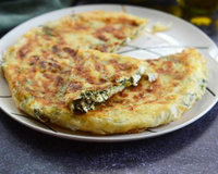 Tarte filo, féta et épinards à la poêle