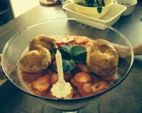 Panna cotta à la purée de fraises et citron vert, gelée de basilic