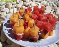 Brochettes pastèque melon jambon