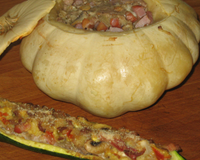Pâtisson et courgettes farcis à la viande
