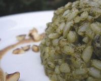 Risotto à l'oseille et au chèvre, émulsion noisette