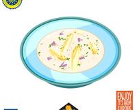 Une délicieuse soupe froide d'Asperges des Sables des Landes IGP à déguster fraîche avec ses petits croutons. 