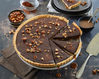 Tarte au chocolat noir et caramel au beurre salé