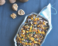 Salade tiède de courge butternut, tofu fumé, noix et citron