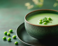Velouté de petits pois et tomates séchées
