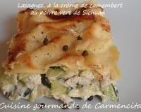 Lasagnes, à la crème de camembert au poivre vert de Sichuan