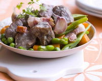 Joue de porc à la crème d'ail et au poiré