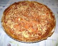 Prendre un plat a tarte mettre la pâte feuilletée. Beurré la pâte avec un fond de moutarde mettre le thon Emietter avec du crabe en bâtonnet que l'on aura coupé en petit…
