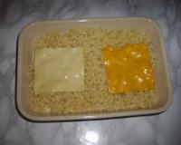 Voici un gratin régressif à souhait. A droite du fromage à hamburger et à gauche du fromage à croque monsieur. Double fromage pour double gourmandise !