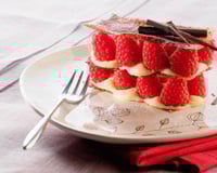 Millefeuille chocolat blanc framboises