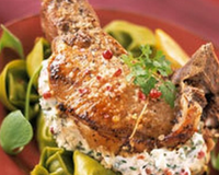 Côtes de porc farcies chèvre et citron