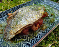 Filet de dorade à la tomate et sauce basilic