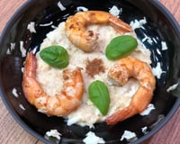 Crevettes sautées au basilic et au panais