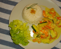 Crevettes au curry et lait de coco