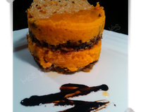 Déclinaison d'un 'double' parmentier, mais avec du potiron au lieu de la pomme de terre, et du canard en viande.