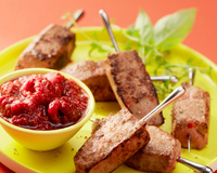 Mini-brochettes de foie de veau et chutney de framboise