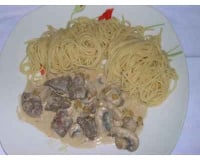 Émincé de bœuf aux champignons et crème fraîche