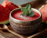 Pour le dessert, misez sur le gaspacho en version sucrée à base de fraise et de pastèque, voici la recette !