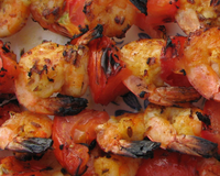 Brochettes de crevettes bouquet au curry