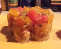 Tartare de tomate à l'ancienne sur son lit de sardine