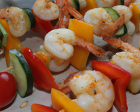 Brochette de crevettes et légumes aux parfums d'Asie
