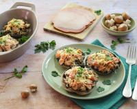 Champignons gratinés et farcis au rôti