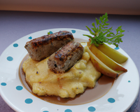Pomme purée à la moutarde de Meaux et boudin grillé