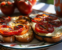 Tartines de tomates et poivron grillé