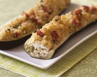 Courgettes farcies au boulghour et lardons