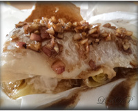 Papillote de filet de merlan aux poireaux sauce noisette