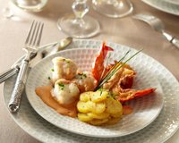 Homard et Lotte à l'armoricaine, Rattes du Touquet rissolées