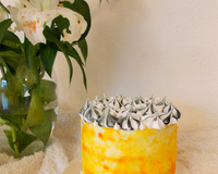 Layer cake meringué citron pavot