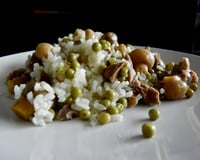 Risotto aux petits pois, champignons et au poulet... à la cocotte minute