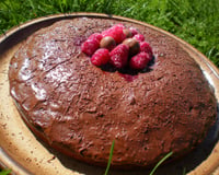 Légèreté chocolatée aux framboises et pépites de chocolat