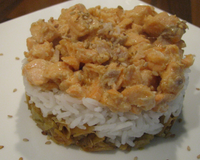 Fondue de poireaux et saumon à la moutarde au miel