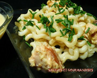 Fusilli lunghi au saumon et sauce safranée