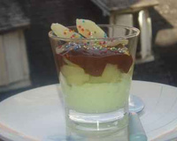 Verrine poire-chocolat-pistache