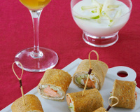 Wraps de crêpes au saumon laqué au cidre,  rémoulade de pommes Granny