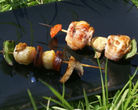 Brochettes de saint jacques au lard et chorizo