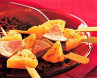 Brochette d'andouille, d'ananas, au citron vert