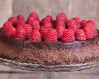 Fondant au chocolat noir et aux framboises