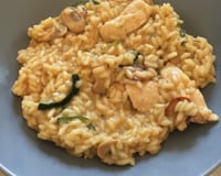 Risotto de poulet aux champignons