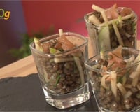 Salade de lentilles, saumon fumé et pomme Granny