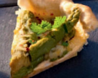 Tarte d'asperges vertes Géant vert,baies roses