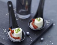 Cuillères de magret fumé à l'Apérivrais Provençal et aux noisettes