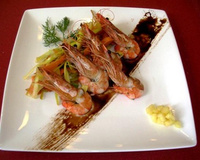 Gambas piquées à l'ananas et à la vanille