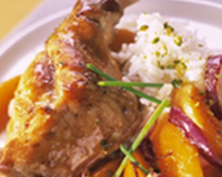 Sucré-salé de lapin aux pêches