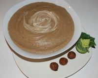 Velouté de patate douce et chou Romanecso aux châtaignes