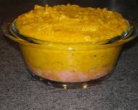 Petite cocotte de purée endive-potiron sur lit de saumon fumé